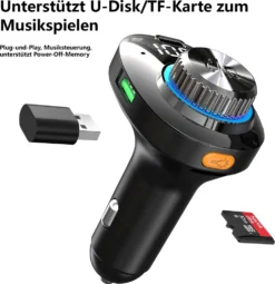 Bluetooth FM Transmitter Für Auto Mit Freisprecheinrichtung Und Navigation, Kabellos FM Bluetooth Adapter Auto Mit Bunte LED-Leuchte (7 Farbe), Kfz-Radio FM Transmitter Unterstützt TF-Karte USB-Drive Musiksteuerung, USB-A USB-C Dual USB-Ladegerät Mit PD 22.5W Schnellladung Für Smartgeräte, Handy Freisprechanlagen, GPS-Geräte -Elektronikpunkt dba85ee7ede01205b53244e4dae8b5e9