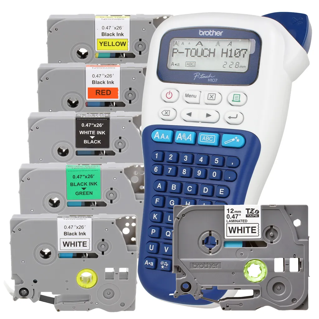 Brother Beschriftungsgerät PT-H107B Mit 5 Farbige Schriftband TZe 12mm 3 Brother Beschriftungsgerät PT-H107B Mit 5 Farbige Schriftband TZe 12mm