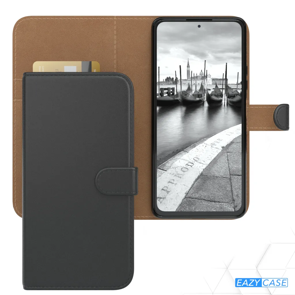 EAZY CASE Handytasche Kompatibel Mit Xiaomi Redmi Note 10 Pro Schutzhülle Mit Standfunktion, Klapphülle Im Bookstyle, Hülle Mit Magnetverschluss Und Kartenfach, Kunstleder, Schwarz 5 EAZY CASE Handytasche Kompatibel Mit Xiaomi Redmi Note 10 Pro Schutzhülle Mit Standfunktion, Klapphülle Im Bookstyle, Hülle Mit Magnetverschluss Und Kartenfach, Kunstleder, Schwarz – Bild 3