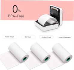PeriPage Mini Pocket Etikettendrucker Labelprinter Thermodrucker Papierdrucker Mit Bluetooth-Verbindung + 3 Farbige Selbstklebende Thermorollen 56*30mm + 3 Rollen Weiß Thermopapier 57*30mm (Gelb) -Elektronikpunkt dfdf3cba9864cd4fbaccb50e86b1a108