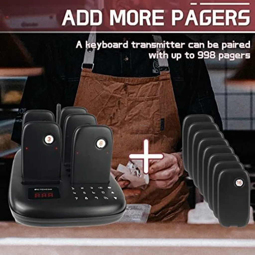 Retekess TD175 Drahtloses Pager Rufsystem, Restaurant Pager System,Vibration, Sofort Einsatzbereit Ohne Pairing, 7 Anrufmodi, 500M, Für Restaurant Bar 11 Retekess TD175 Drahtloses Pager Rufsystem, Restaurant Pager System,Vibration, Sofort Einsatzbereit Ohne Pairing, 7 Anrufmodi, 500M, Für Restaurant Bar – Bild 9