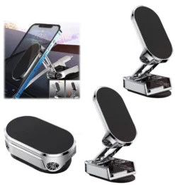 2x Faltbarer Magnetischer Auto Handyhalter, 360 ° Drehbarer Telefonhalter, Silber