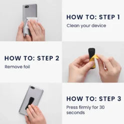 Kwmobile Smartphone Fingerhalter 3 Set - Handy Halter Griff Halterung Einhandbedienung - 3x Handyhalter In Schwarz Weiß Silber