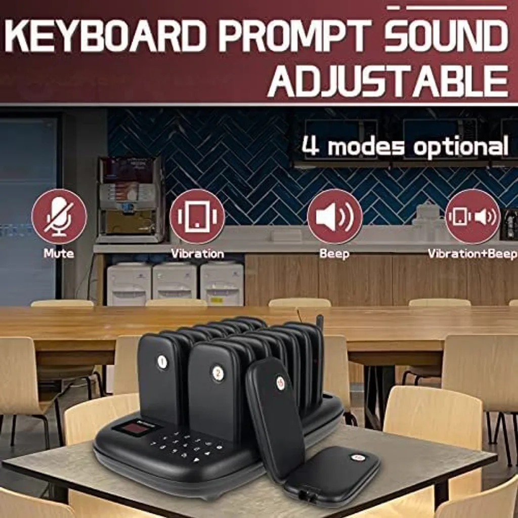 Retekess TD175 Drahtloses Pager Rufsystem, Restaurant Pager System,Vibration, Sofort Einsatzbereit Ohne Pairing, 7 Anrufmodi, 500M, Für Restaurant Bar 6 Retekess TD175 Drahtloses Pager Rufsystem, Restaurant Pager System,Vibration, Sofort Einsatzbereit Ohne Pairing, 7 Anrufmodi, 500M, Für Restaurant Bar – Bild 4