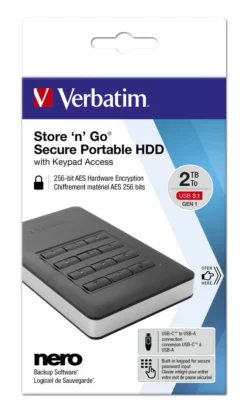 VERBATIM 2,5'' 2TB HDD Secure USB 3.1 Mit Tastatur-Zugriff -Elektronikpunkt e66849855f90ab4618c6c02f1c61bfb2