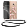 Kwmobile Hülle Kompatibel Mit Samsung Galaxy S9 - Silikon Handyhülle Mit Kette - Rosa Weiß Transparent Magnolien