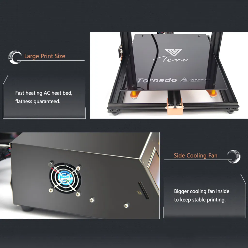 TEVOUP TORNADO 3D-Drucker 300 X 300 X 400 Mm Bauvolumen DIY Titan Extruder MK8 Düse 2,5 Zoll Touchscreen Für 1,75 Mm Filament PETG/PLA/PVA/Holz 6 TEVOUP TORNADO 3D-Drucker 300 X 300 X 400 Mm Bauvolumen DIY Titan Extruder MK8 Düse 2,5 Zoll Touchscreen Für 1,75 Mm Filament PETG/PLA/PVA/Holz – Bild 4