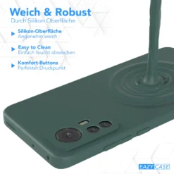 EAZY CASE Silikon Handyhülle Kompatibel Mit Xiaomi 12 / 12X, Silikonhülle Mit Kameraschutz, Silikonhülle, Schutzhülle, Bumper, Handy Case, Softcase, Nacht Grün -Elektronikpunkt edb379c0a12fcb122c56d64c34fcdbe9