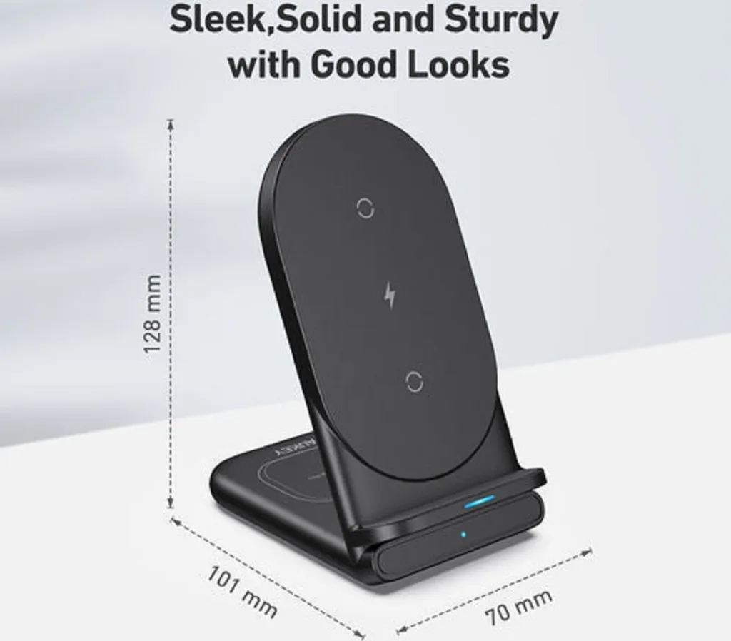 AUKEY LC-A2-Bla Aircore Series 2-in-1 Wireless Charging Stand, Schwarze Farbe 9 AUKEY LC-A2-Bla Aircore Series 2-in-1 Wireless Charging Stand, Schwarze Farbe – Bild 7