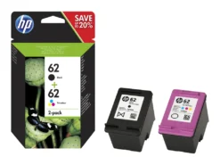 HP 62 - 2er-Pack - Farbe (Cyan, Magenta, Gelb), Pigmentiertes Schwarz - Original - Tintenpatrone