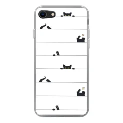 MuchoWow® Handyhülle Schutzhülle Hülle Für IPhone 8 Katze - Muster - Maus - Jungen - Mädchen - Kinder - Kinder Silikon Softcase Handy Hülle - Schutzhaube