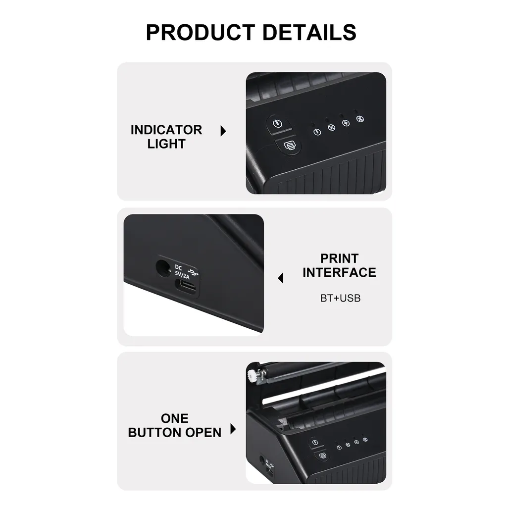 Thermodrucker Drahtlos BT Fototester Papierdrucker Tragbar 203DPI Tattoo Transfer 5 Thermodrucker Drahtlos BT Fototester Papierdrucker Tragbar 203DPI Tattoo Transfer – Bild 3