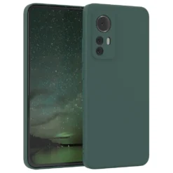EAZY CASE Silikon Handyhülle Kompatibel Mit Xiaomi 12 / 12X, Silikonhülle Mit Kameraschutz, Silikonhülle, Schutzhülle, Bumper, Handy Case, Softcase, Nacht Grün